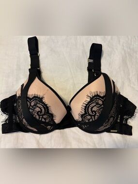 Bluebella Nude and Black Lace Plunge Bra